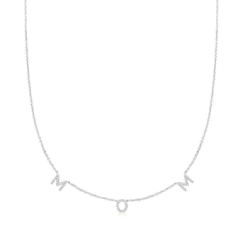 Sterling silver necklace with two M charms and round center ring, delicate chain