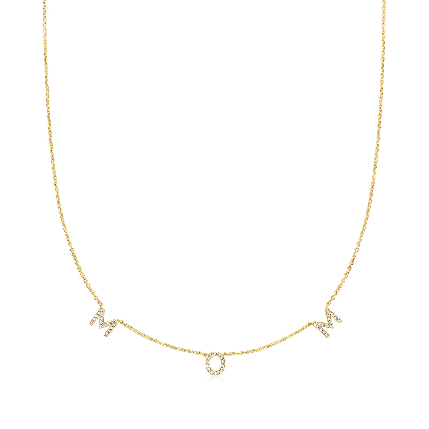 .20 ct. t.w. Diamond "Mom" Station Necklace in 18kt Gold Over Sterling