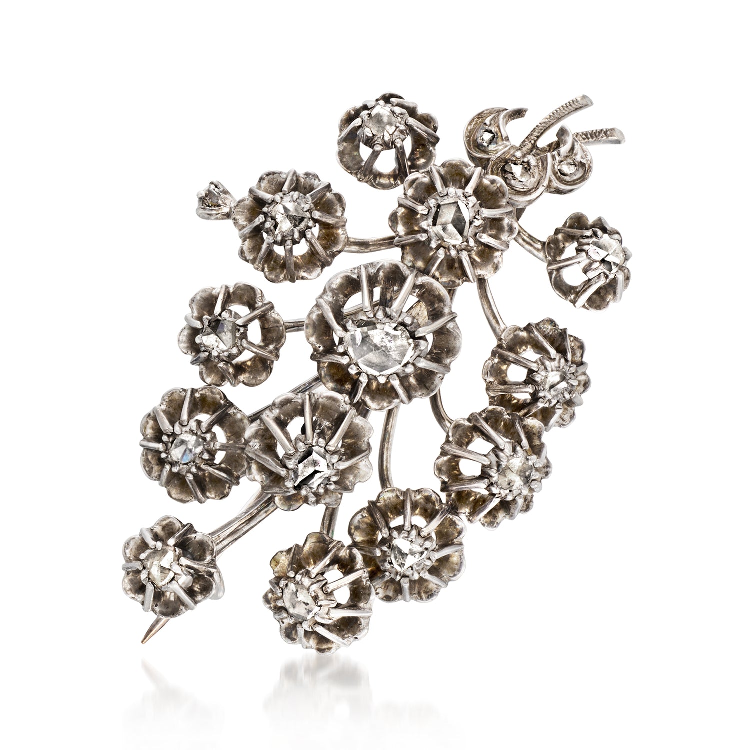 C. 1960 Vintage .85 ct. t.w. Diamond Flower Pin in Sterling Silver