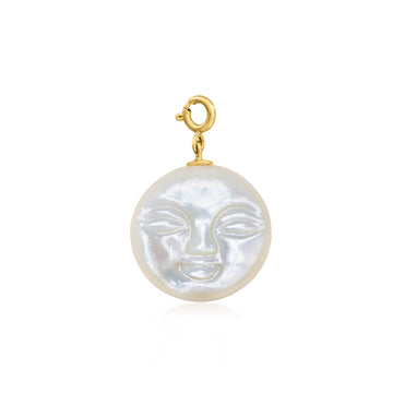 Mother-of-Pearl Moon Charm in 18kt Gold Over Sterling