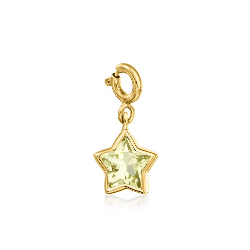 Gold-tone lemon quartz star charm pendant with small loop bail