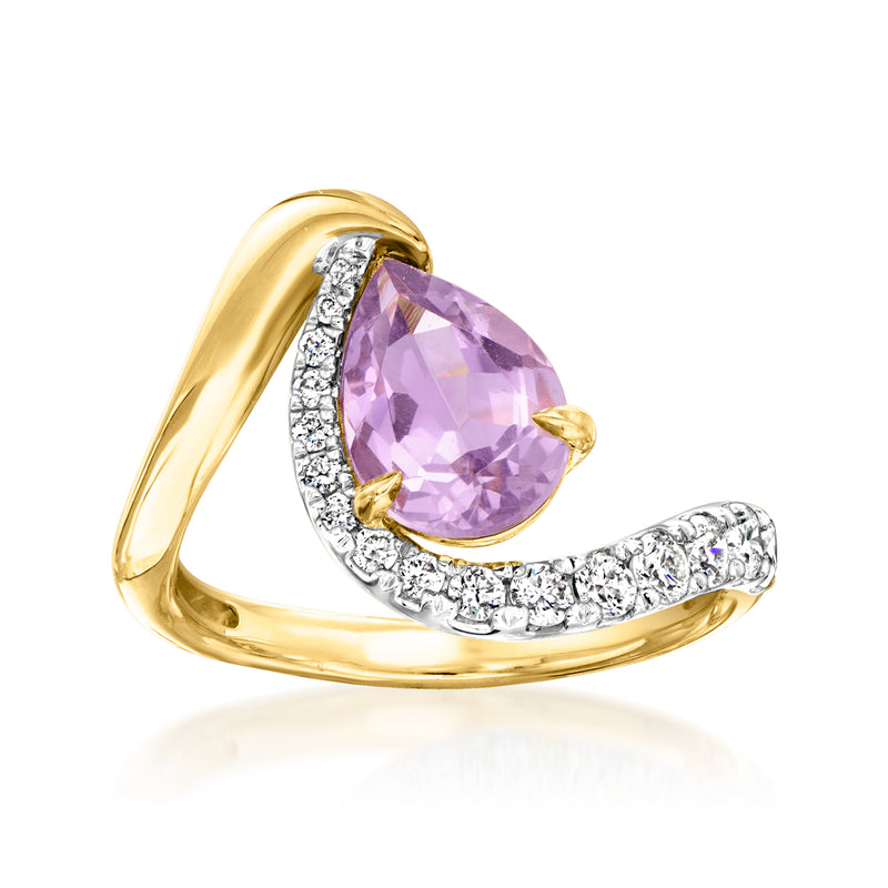 Amethyst ring with lab-grown diamonds in 18kt gold over sterling