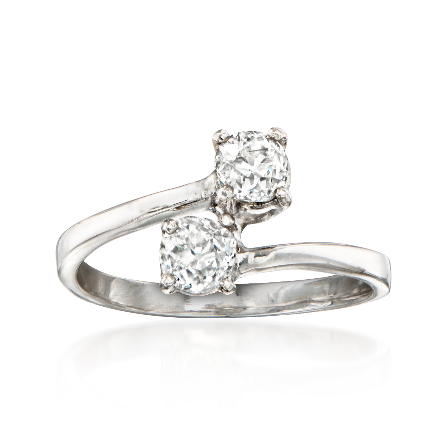 C. 2000 Vintage .70 ct. t.w. Diamond Bypass Ring in 18kt White Gold