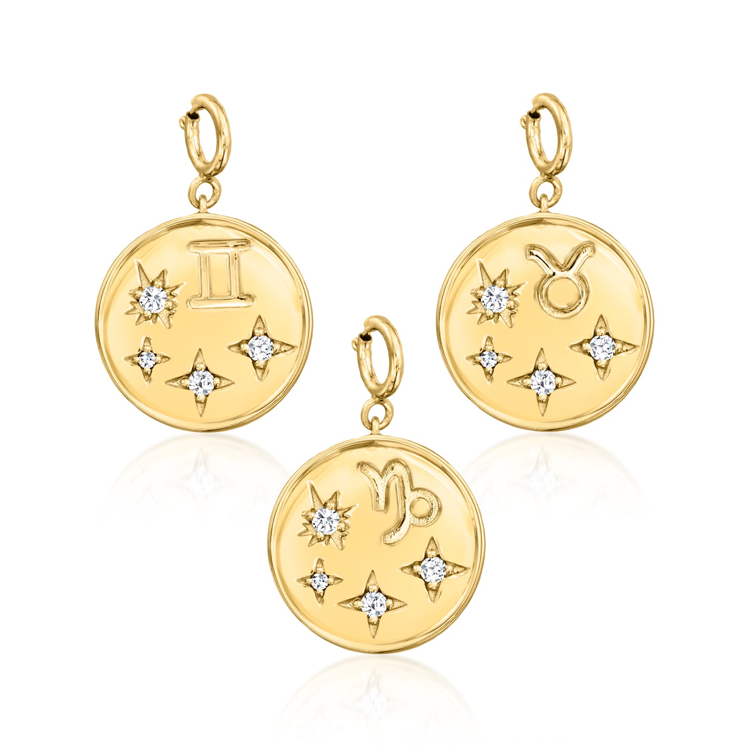 .10 ct. t.w. Diamond Zodiac Charm in 18kt Gold Over Sterling