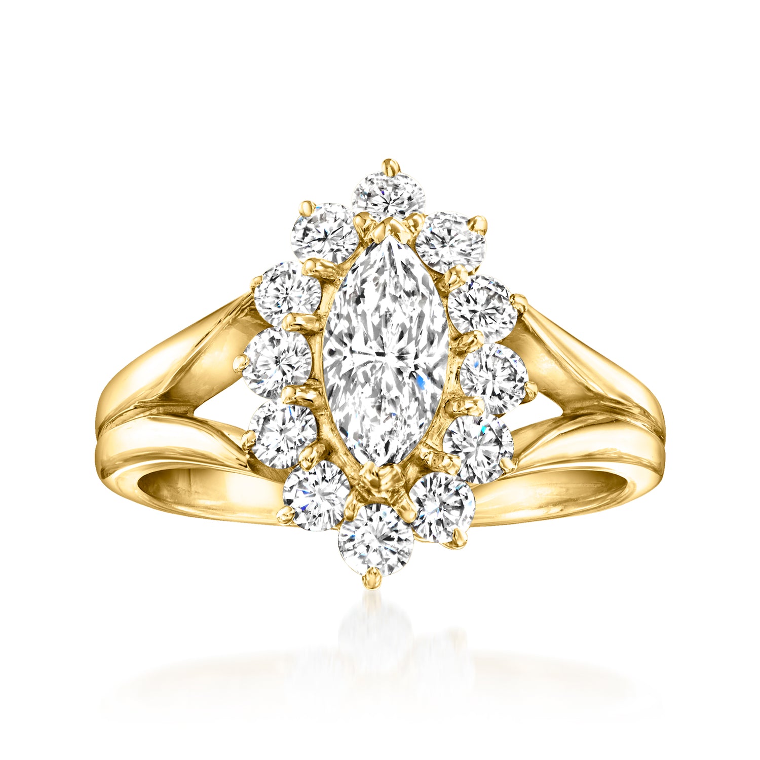 C. 2000 Vintage 1.22 ct. t.w. Diamond Cluster Ring in 18kt Yellow Gold