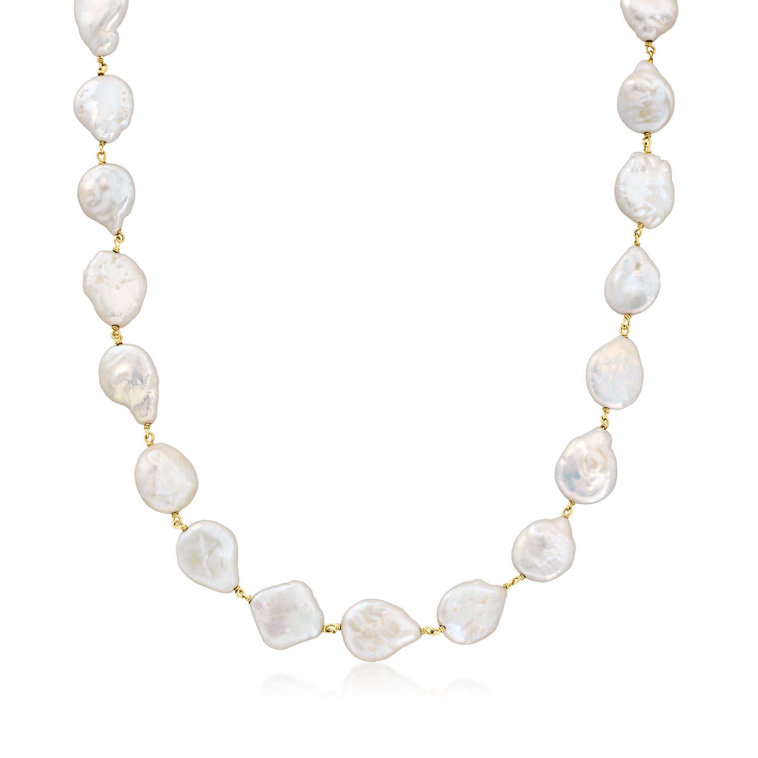 6-11mm Cultured Baroque Pearl Toggle Necklace in 18kt Gold Over Sterling