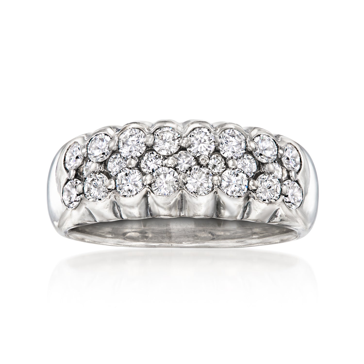 C. 1980 Vintage 1.50 ct. t.w. Diamond Three-Row Ring in Platinum