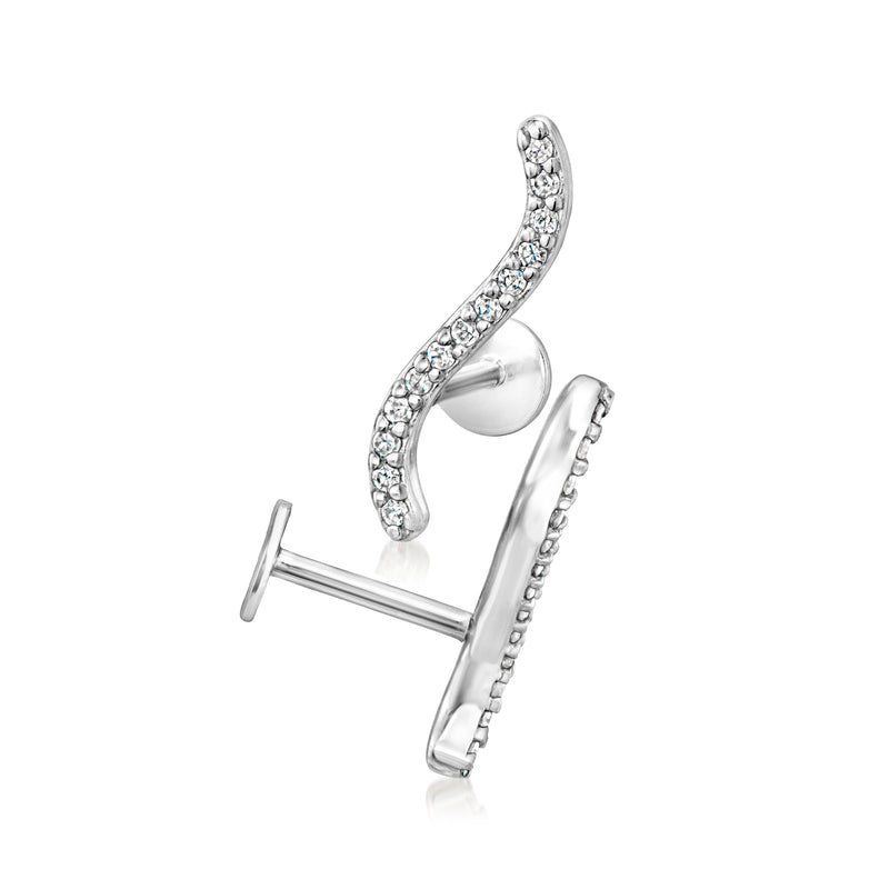 Sterling silver diamond curved ear climbers with post back