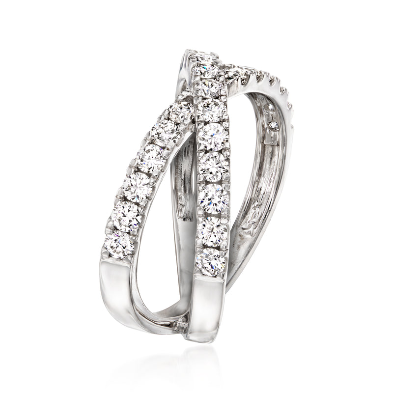 14kt white gold crisscross ring with lab-grown diamonds