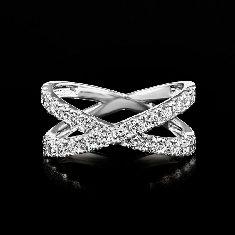 Lab-grown diamond crisscross ring in 14kt white gold
