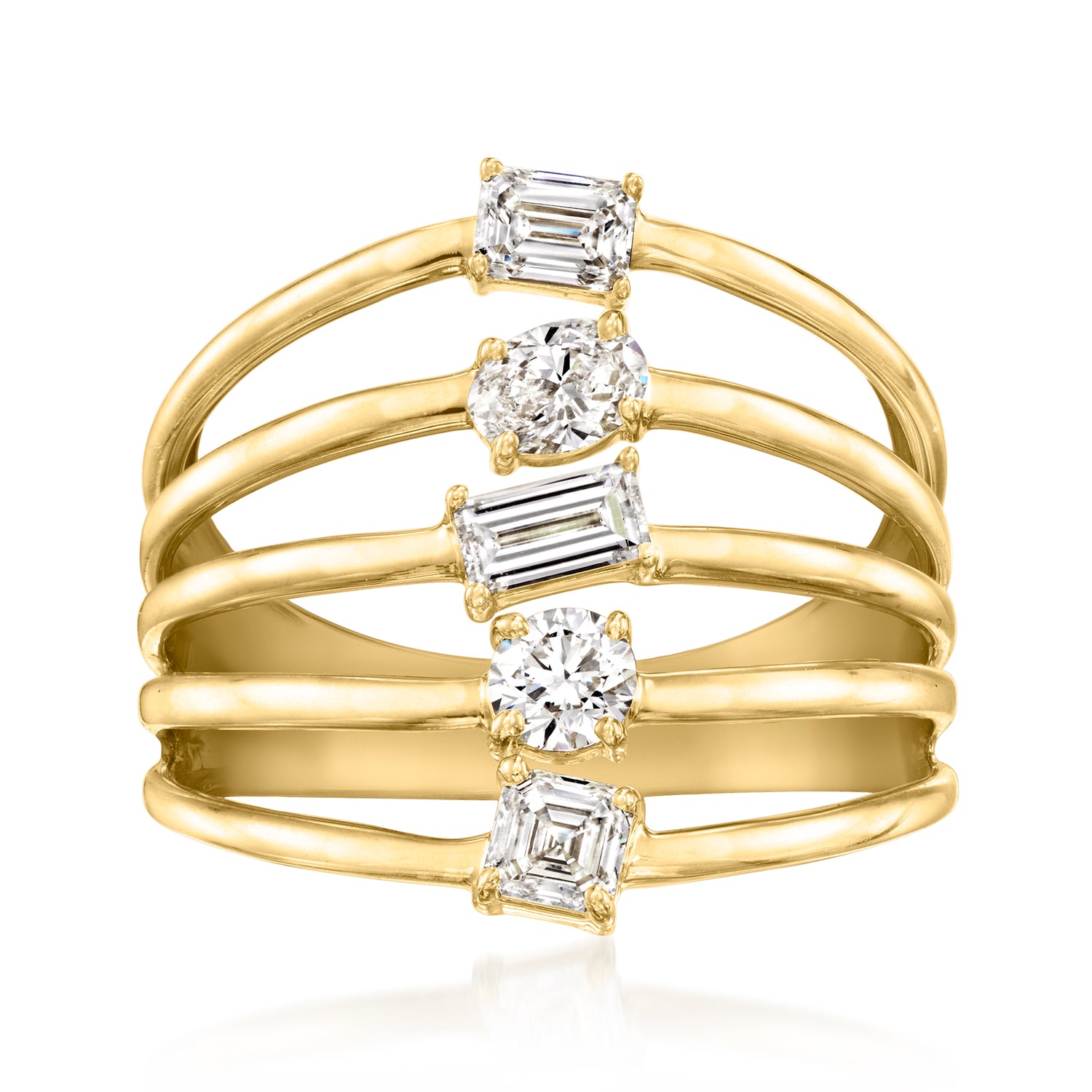 1.00 ct. t.w. Lab Grown Diamond Multi-Row Ring in 18kt Gold Over Sterling
