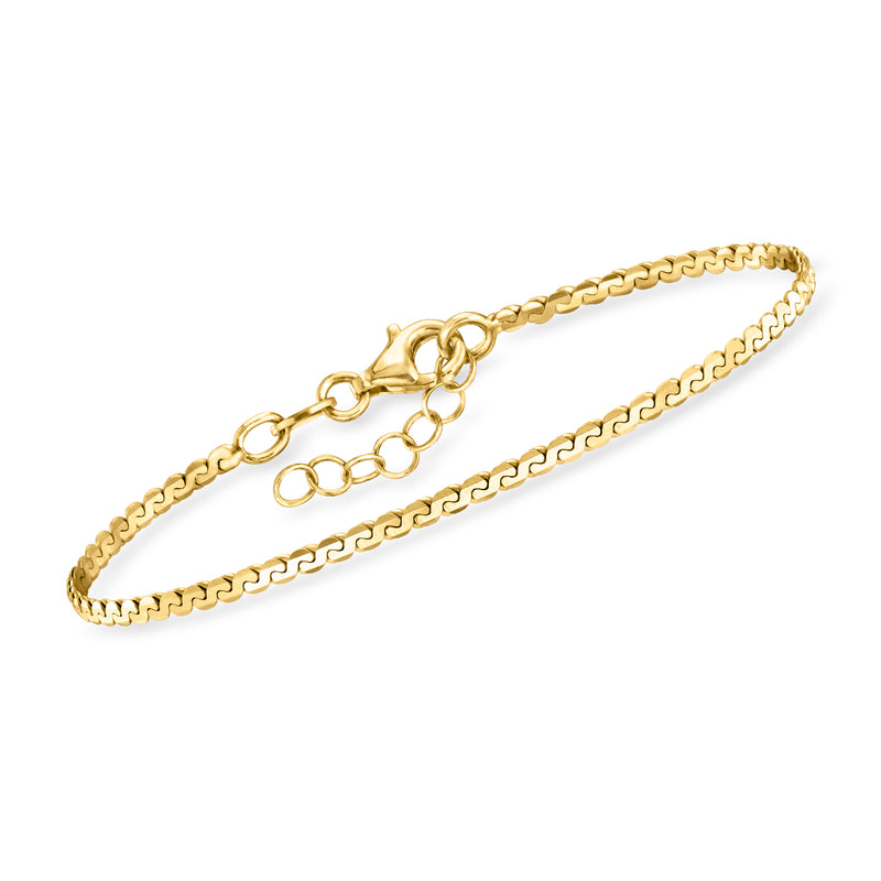 Gold vermeil serpentine-link bracelet with ring clasp and curb chain links
