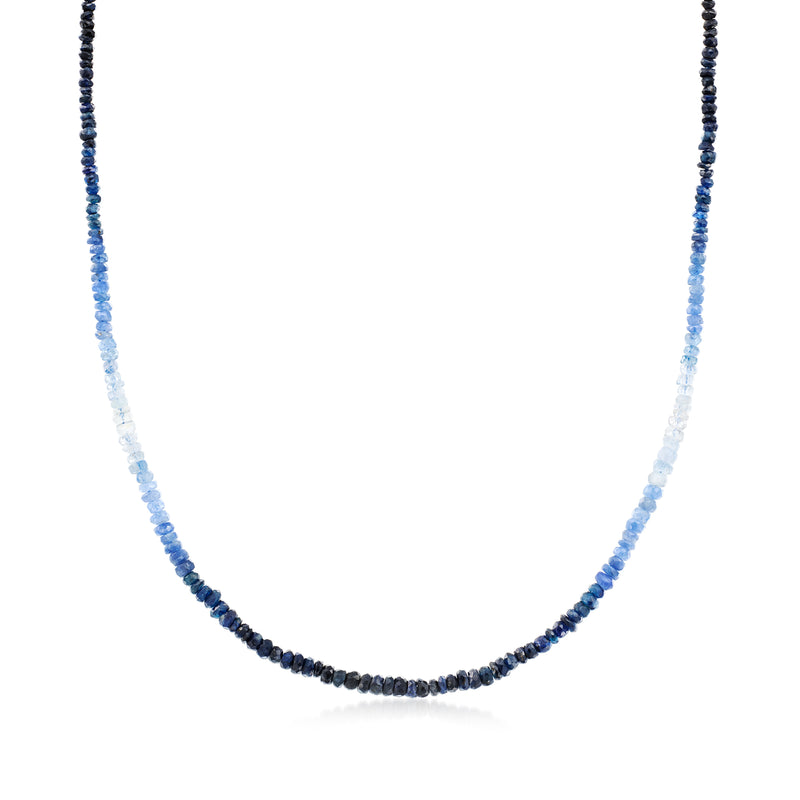 Multicolored sapphire bead necklace with dark-to-light blue beads