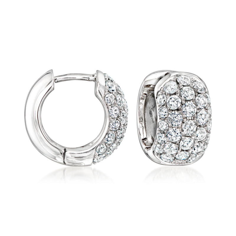 C. 2000 vintage diamond huggie hoop earrings in 18kt white gold, pair