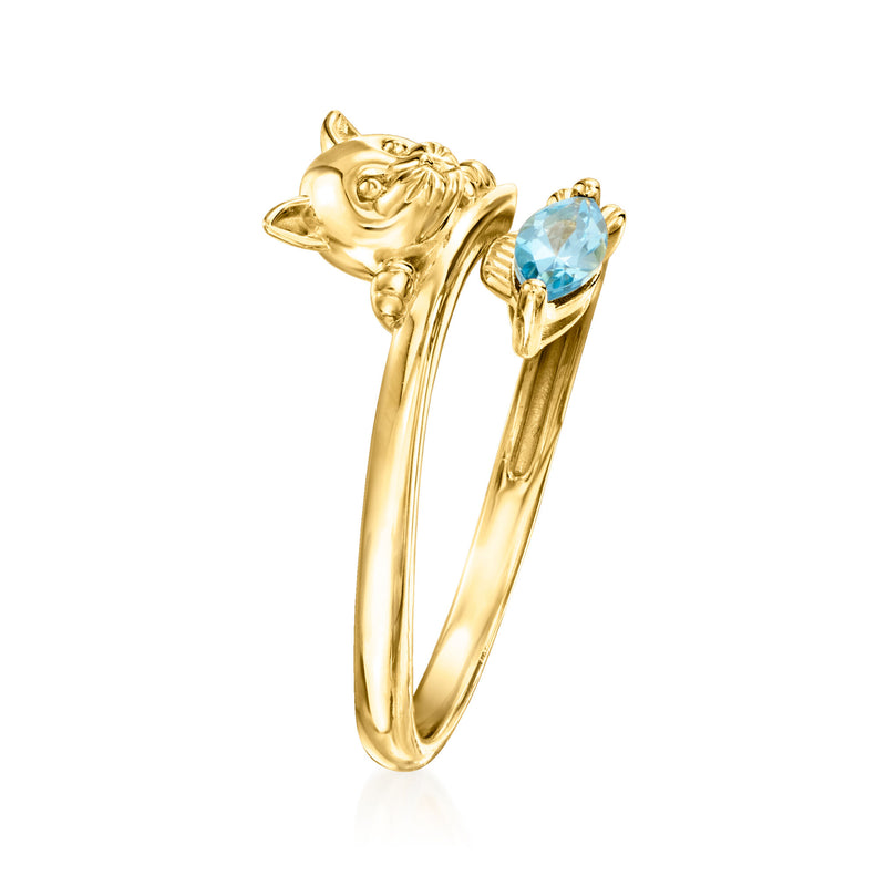 .20 Carat Swiss Blue Topaz Cat and Fish Ring in 18kt Gold Over Sterling
