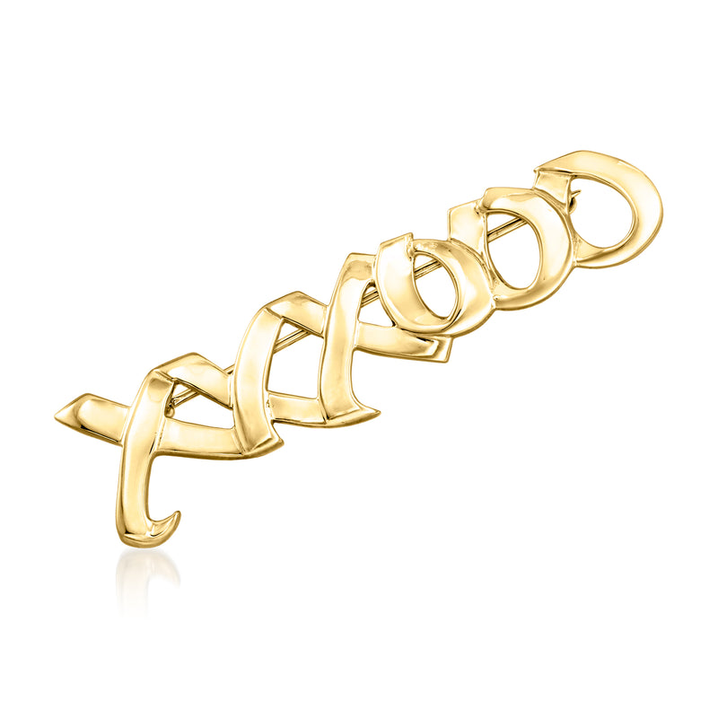 18kt yellow gold vintage pin with interlocking square and oval links