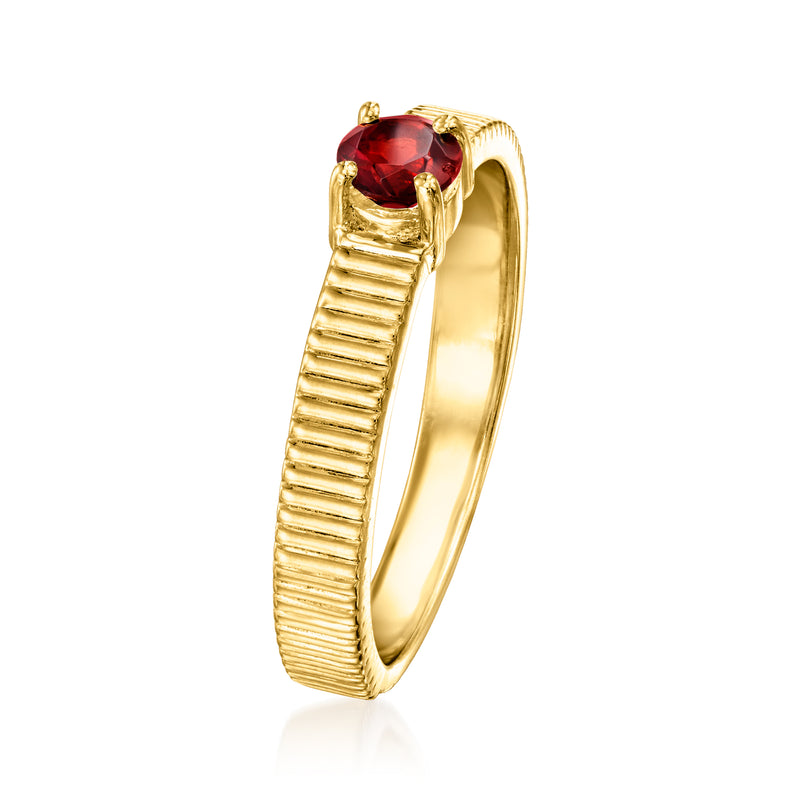 .30 Carat Garnet Ridged Ring in 18kt Gold Over Sterling