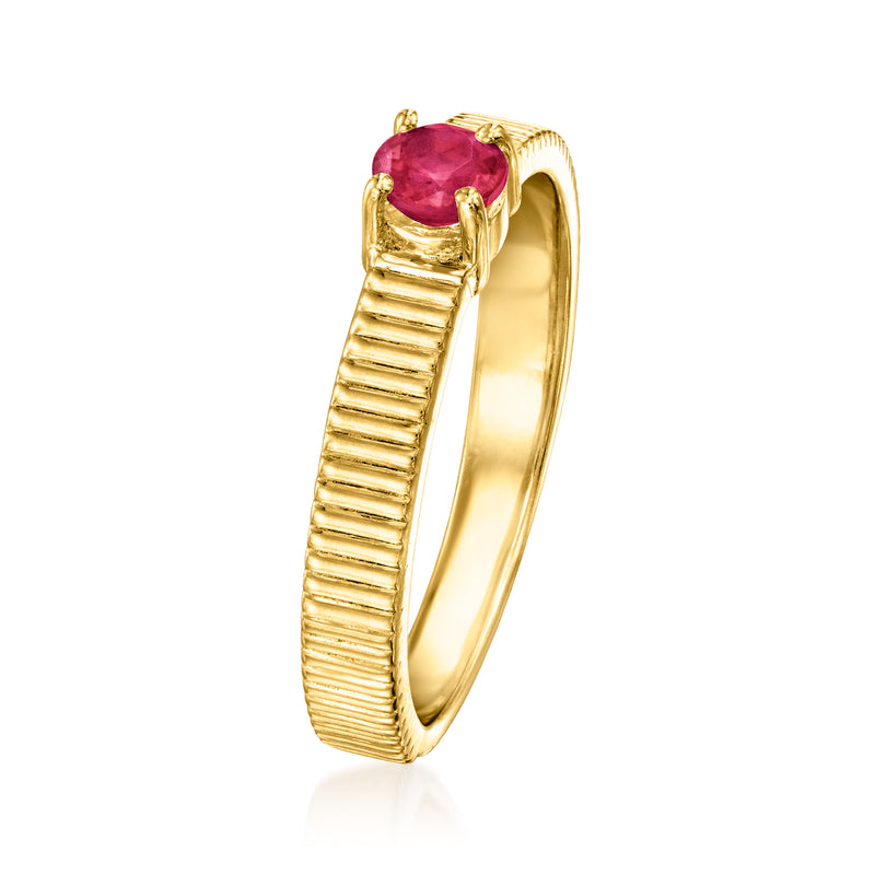 .30 Carat Ruby Ridged Ring in 18kt Gold Over Sterling