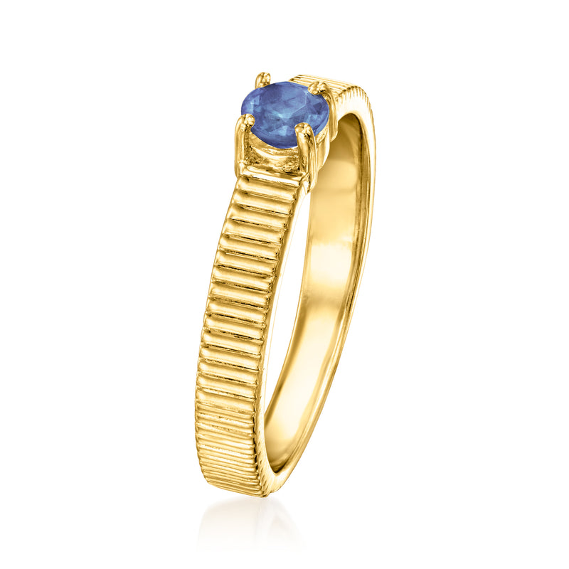 .30 Carat Sapphire Ridged Ring in 18kt Gold Over Sterling