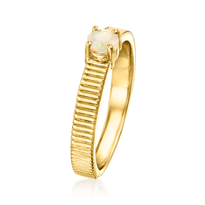 Opal Ridged Ring in 18kt Gold Over Sterling