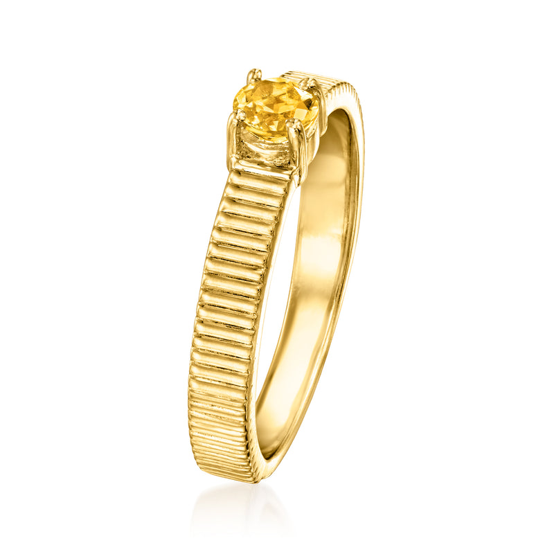 .20 Carat Citrine Ridged Ring in 18kt Gold Over Sterling