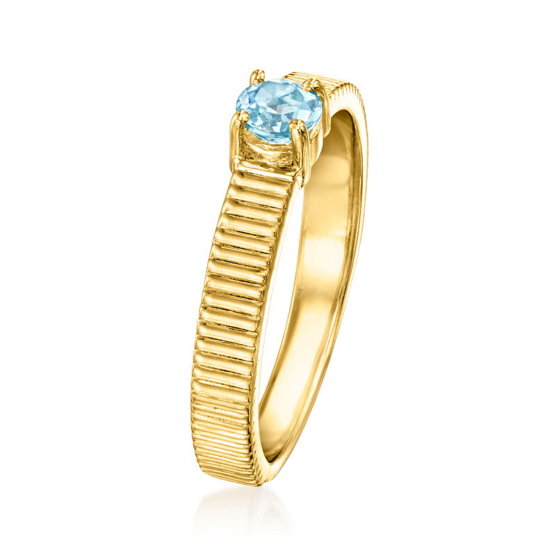 .20 Carat Sky Blue Topaz Ridged Ring in 18kt Gold Over Sterling