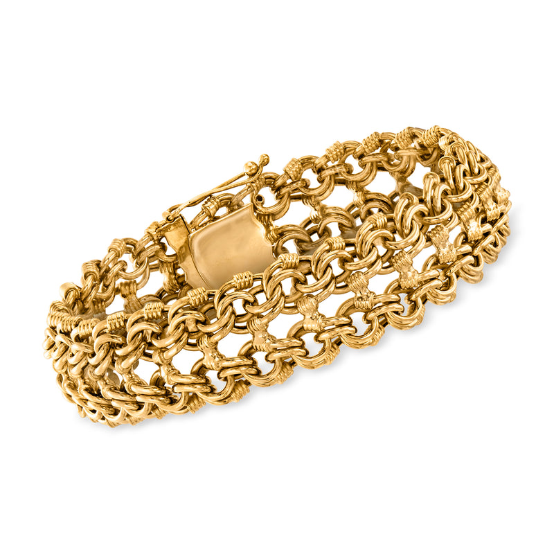 14kt yellow gold double-row chain bracelet with clasp