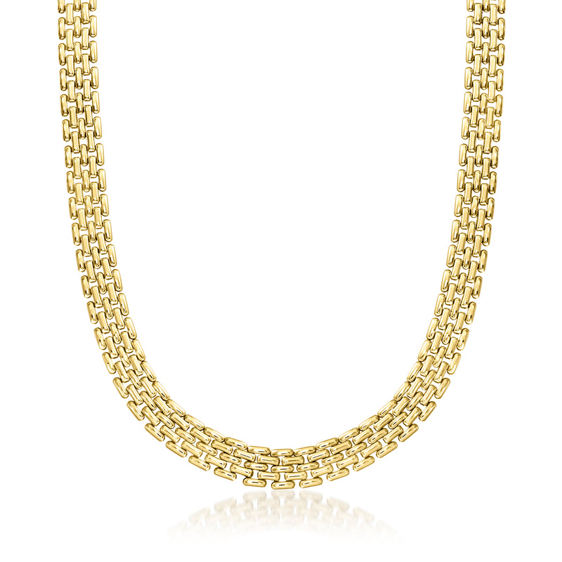 14kt yellow gold chain-link necklace with curved multi-link design