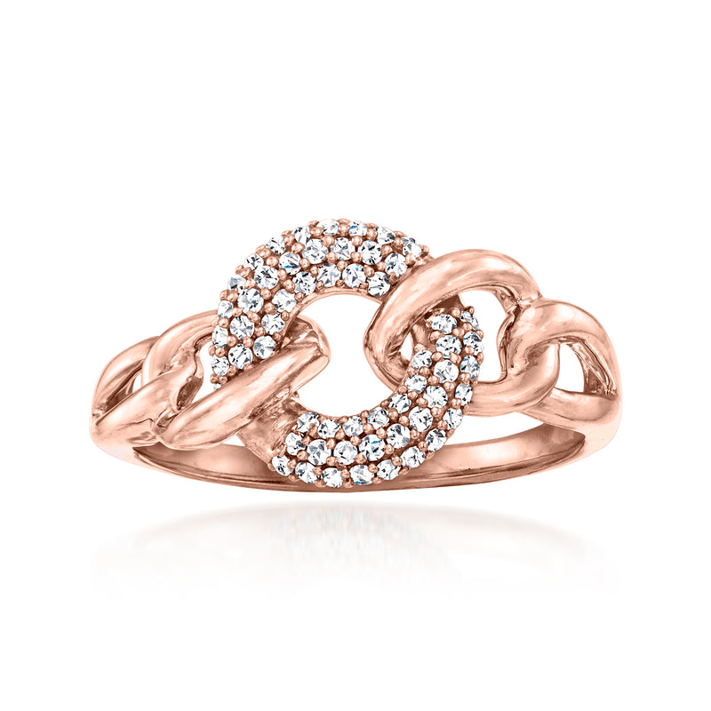 14kt rose gold vintage diamond circle ring with pave-set stones