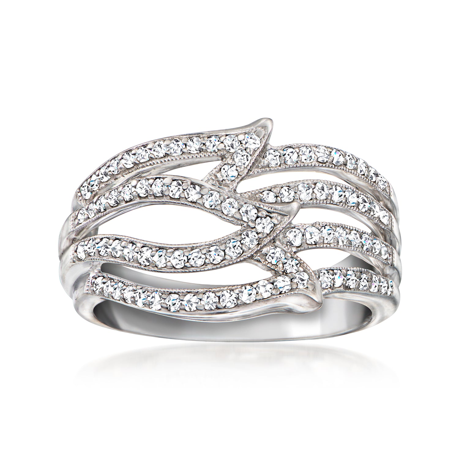 C. 1990 Vintage .60 ct. t.w. Diamond Wave Ring in 18kt White Gold