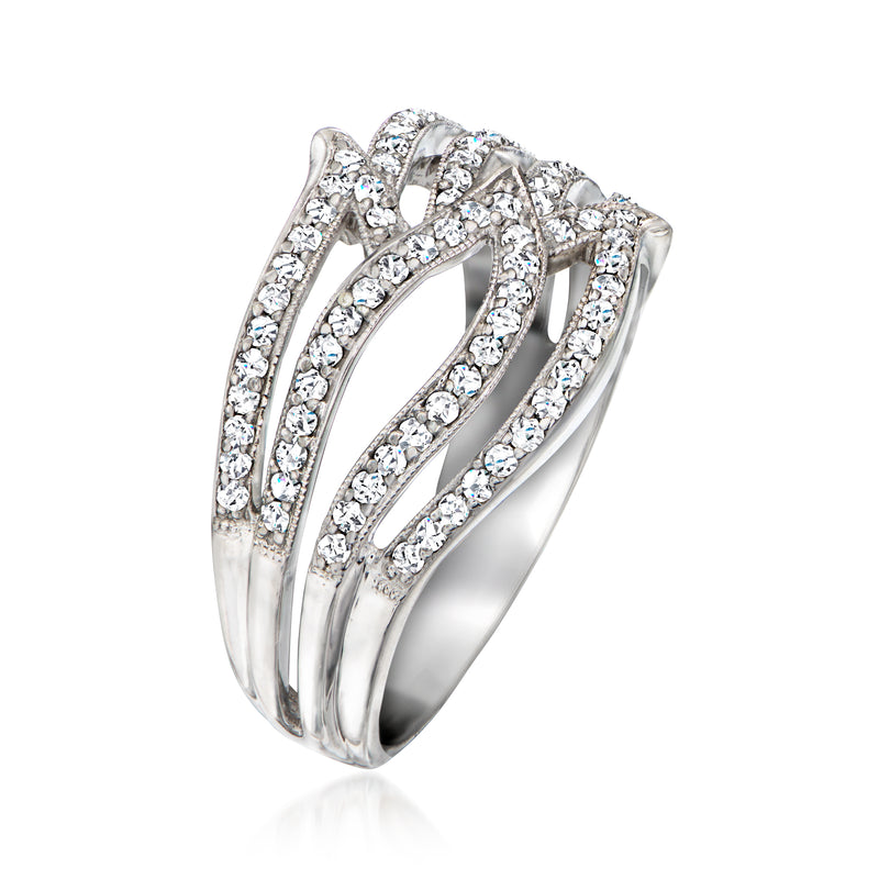 Vintage diamond wave ring in 18k white gold