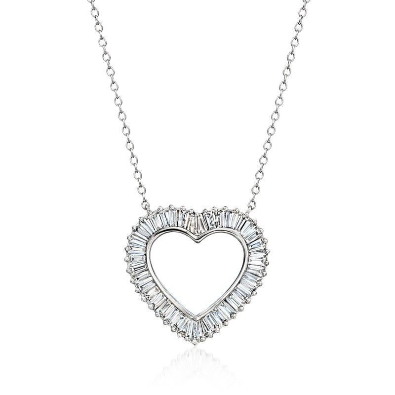Heart-shaped diamond halo necklace on 14kt white gold chain