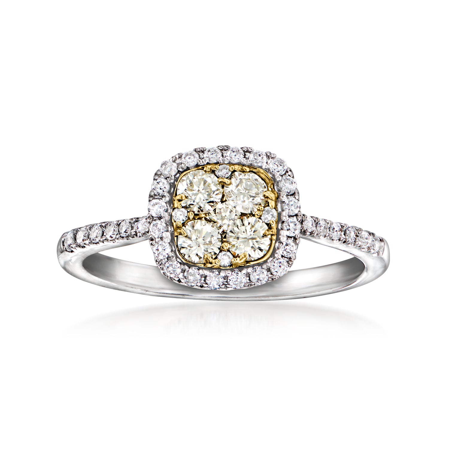 C. 2000 Vintage .50 ct. t.w. Diamond Cluster Ring in 14kt Two-Tone Gold