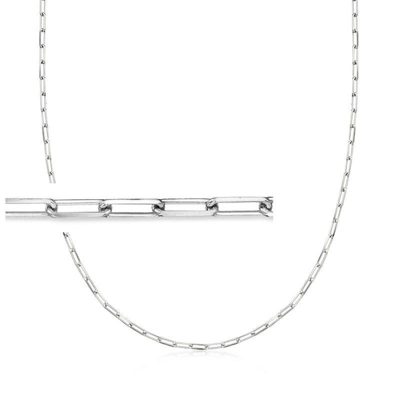 Sterling silver paper clip link necklace chain with polished oval links