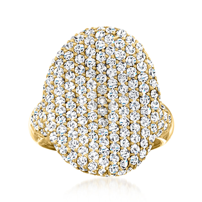 Vintage diamond cluster ring in 18kt yellow gold with oval pavé setting