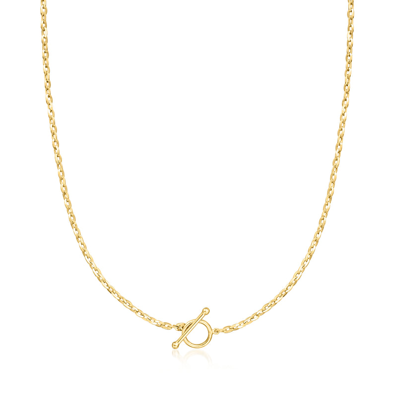 Gold over sterling cable-chain toggle necklace with round toggle clasp