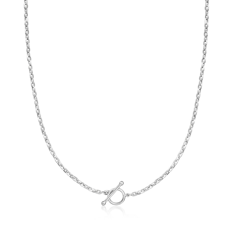 Sterling silver cable-chain toggle necklace with oval clasp