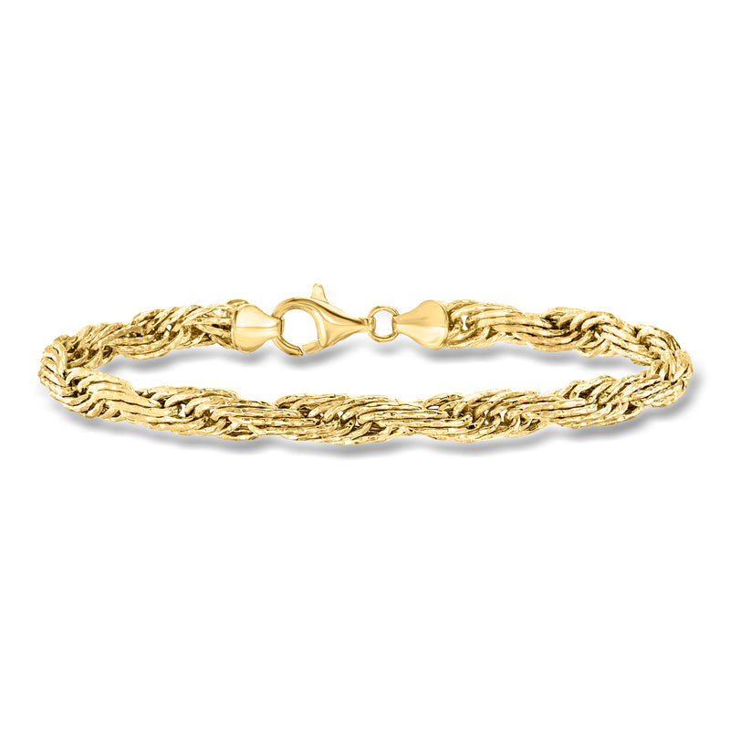 Gold over sterling flat rope-chain bracelet with lobster clasp