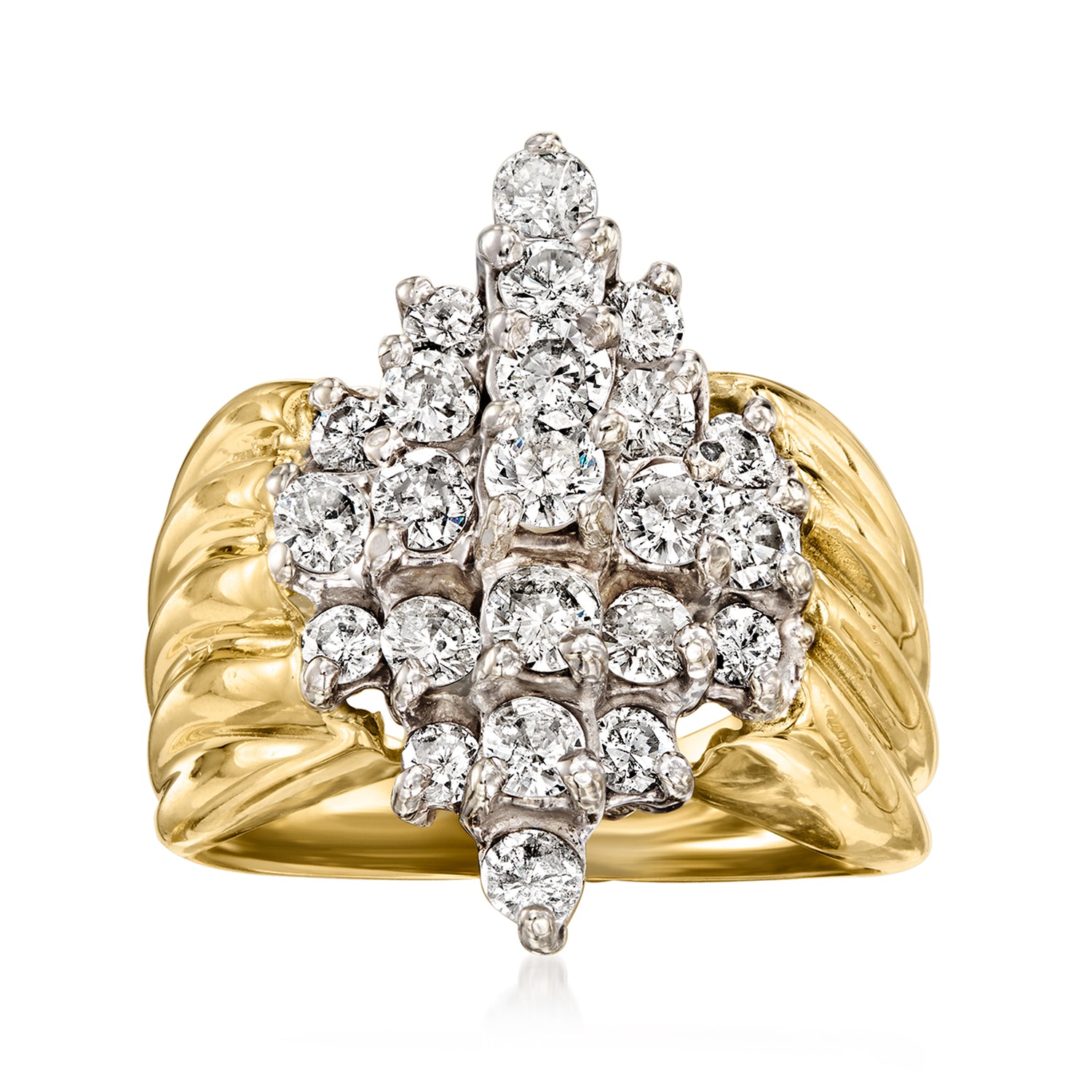 C. 1980 Vintage 2.00 ct. t.w. Diamond Cluster Ring in 14kt Yellow Gold