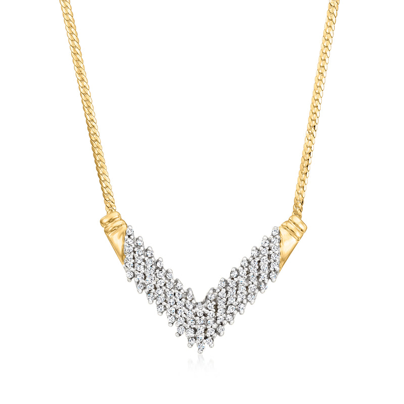 Vintage 0.88 ct. t.w. diamond V-necklace in 10kt yellow gold