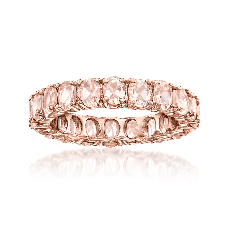 Morganite eternity band in rose-gold over sterling with pink oval-cut stones