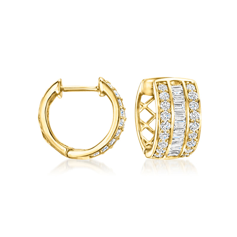 18kt gold over sterling huggie hoop earrings with lab-grown diamonds
