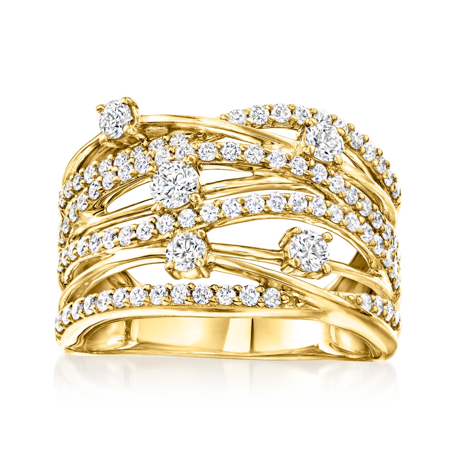 1.00 ct. t.w. Lab Grown Diamond Highway Ring in 18kt Gold Over Sterling