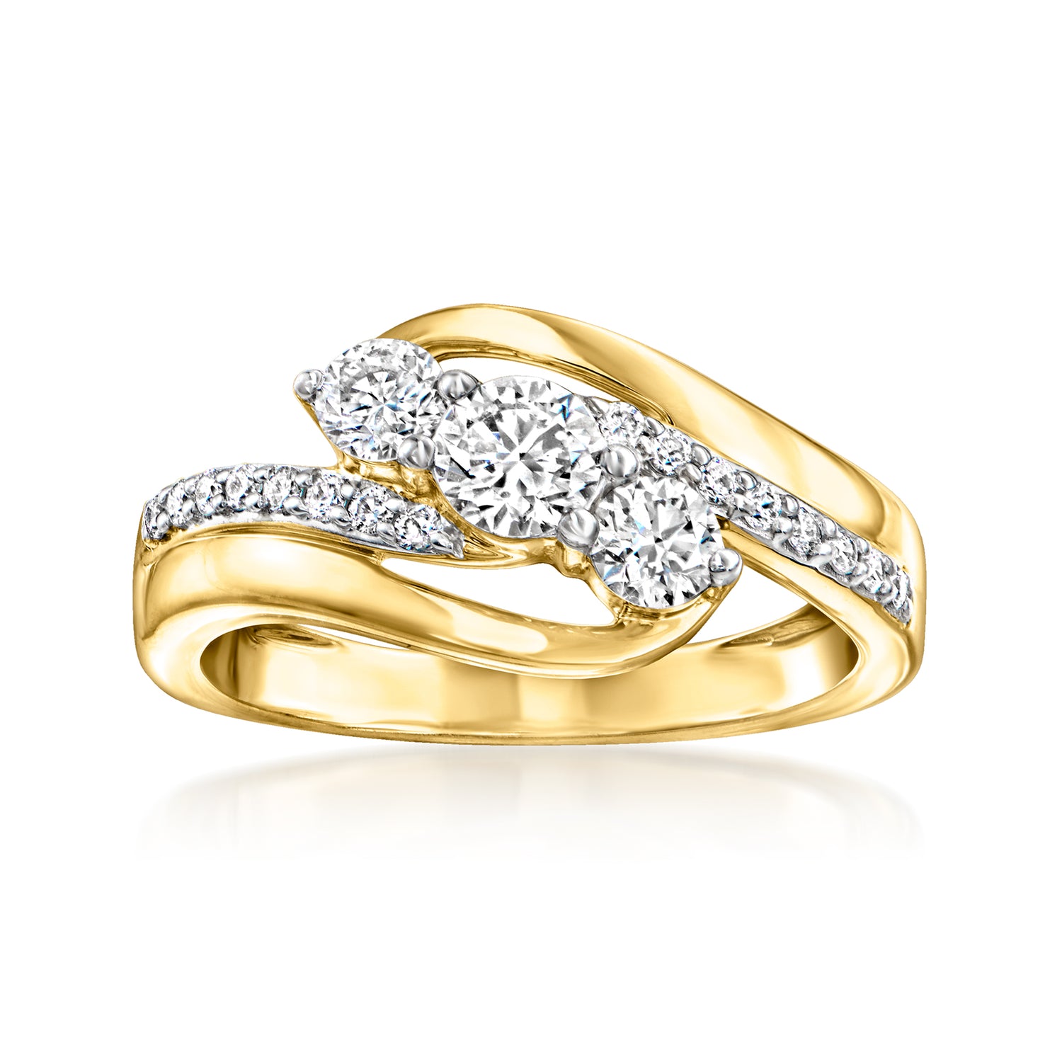 .75 ct. t.w. Lab Grown Diamond Three-Stone Twisted Ring in 18kt Gold Over Sterling