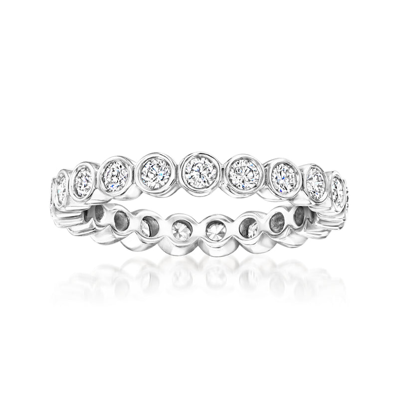 Sterling silver eternity band with round bezel-set lab-grown diamonds
