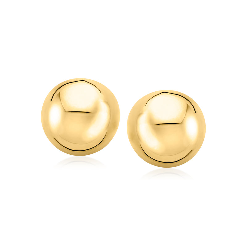 14kt yellow gold dome stud earrings with smooth round finish