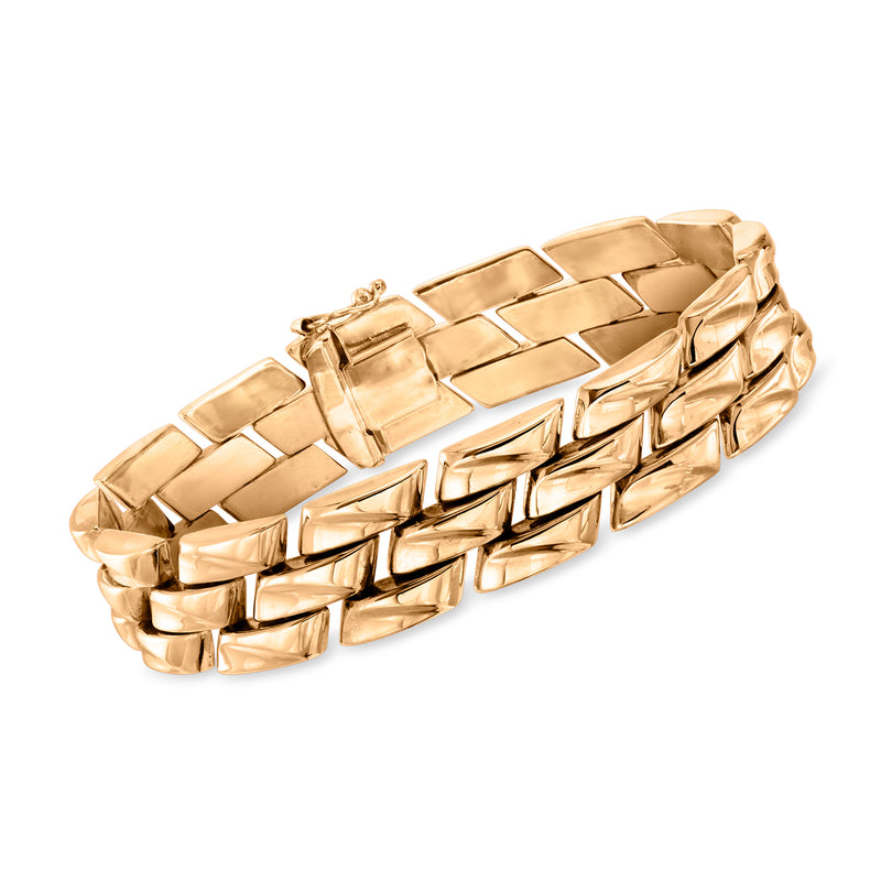14kt yellow gold fancy-link bracelet with chunky rectangular links
