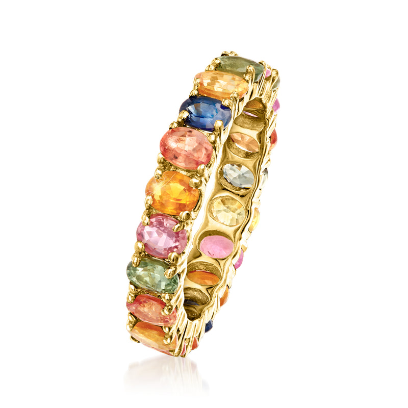 2.10 ct. t.w. Multicolored Sapphire Eternity Band in 18kt Gold Over Sterling