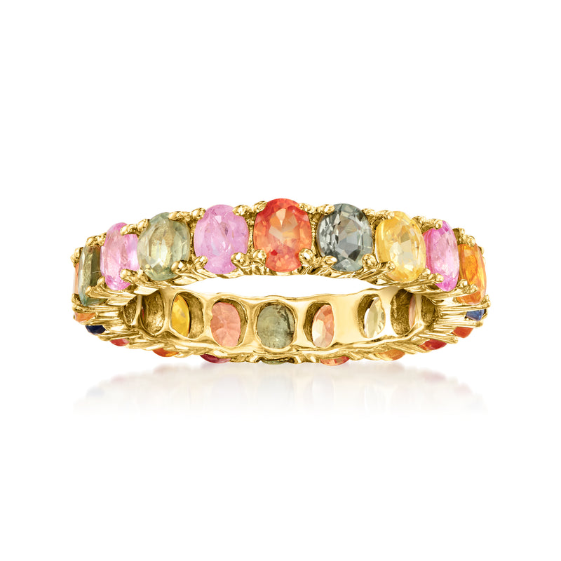 2.10 ct. t.w. Multicolored Sapphire Eternity Band in 18kt Gold Over Sterling