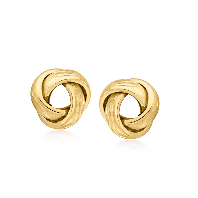 Vintage 14kt yellow gold knot post earrings, polished twisted loops